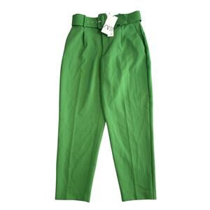 Zara Green High-Waisted Trousers